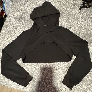 Black Long Sleeve Crop Hoodie